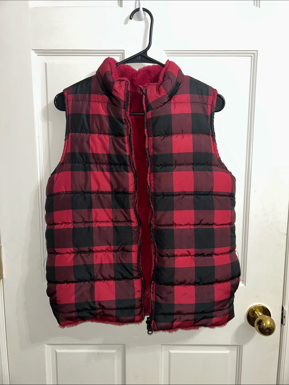 Kidtopia- Red & Black Plaid Kids Puffer Vest - Youth Girls (14-16)